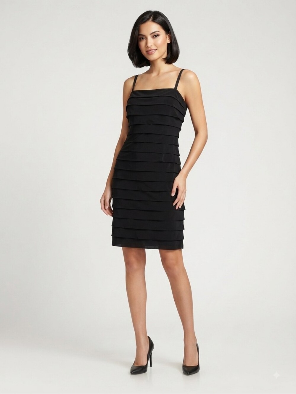 Black Layered Tiered Cocktail Dress Size 6